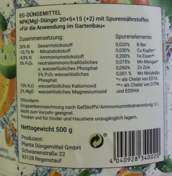 Zitrusdünger Nährsalz 500g Dose für alle Citrusarten inkl. Versand