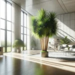 Drachenbaum Zimmerpflanze im hellen Wohnzimmer, grüne Blätter