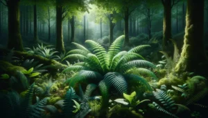 Eleganter Farn mit grünen Farnwedeln im natürlichen Wald