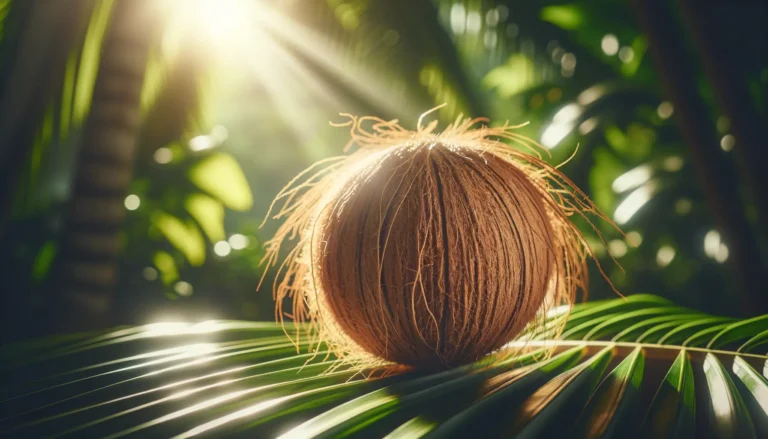 Haarige Kokosnuss mit dicker faseriger Schale als Trendprodukt 2026