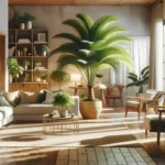 Kokosnuss als Haustier in stilvollem Wohnbereich mit tropischem Flair