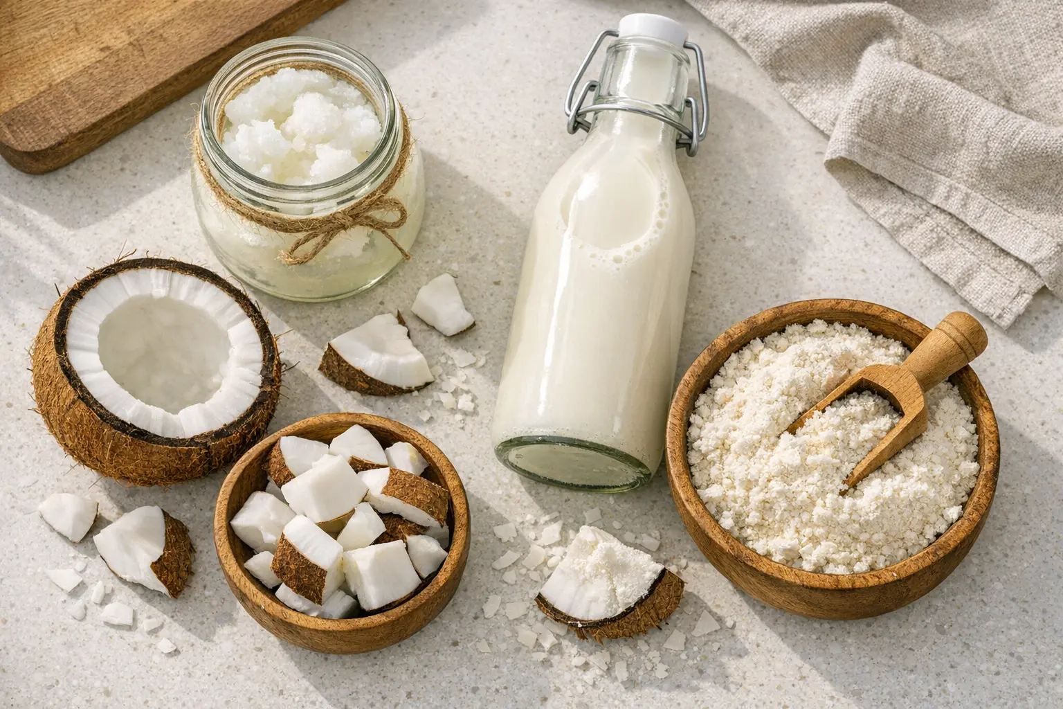 Kokosnuss Geheimnisse Anwendungen - Kokosöl, Kokosmilch, Kokosmehl und weitere Produkte