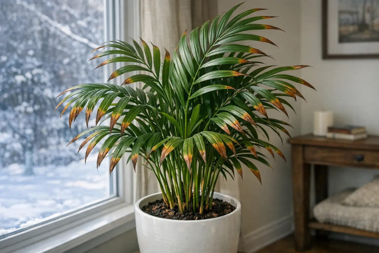 Palme bekommt braune Blätter im Winter: Ursachen & Hilfe