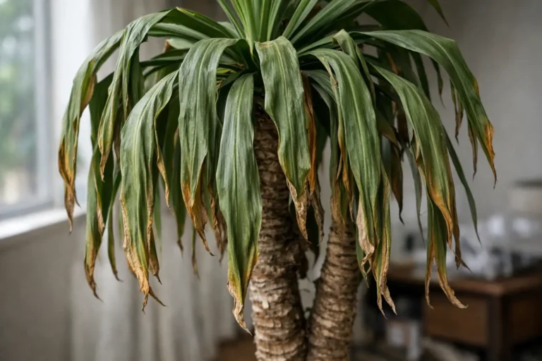 Yucca Blätter hängen schlaff herunter bei Wassermangel
