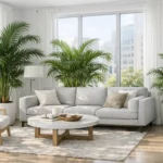 Zimmerpalmen Kentia Areca Bergpalme in hellem Wohnraum